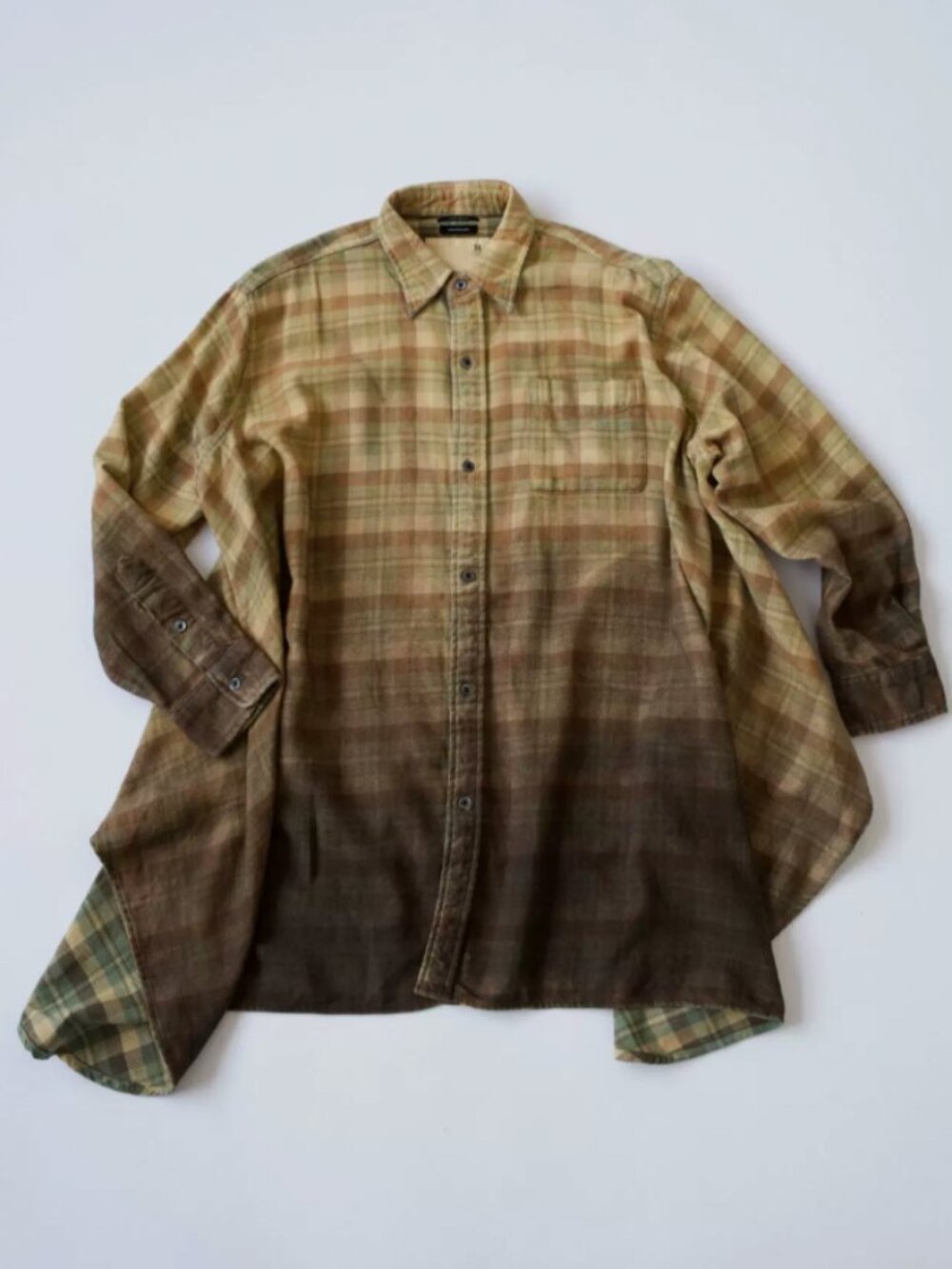 NWT R13 Draped Front Shirt - Khaki to Brown Ombre Plaid - Picture 6 of 11